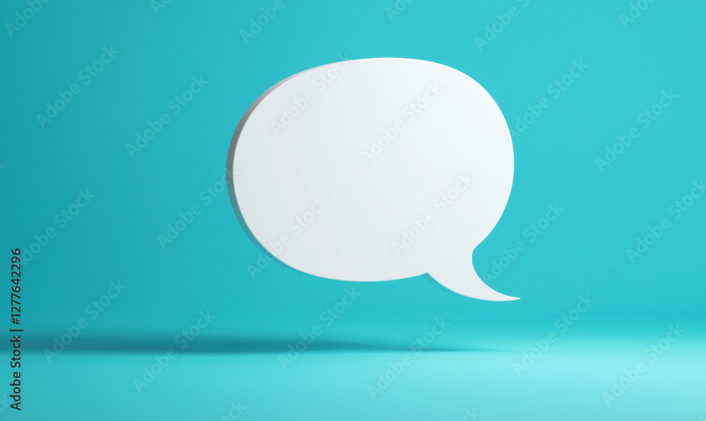 blank speech bubble on turquoise background, perfect for text or messages. This minimalist design creates modern and clean look, ideal for communication themes blank speech bubble on turquoise background, perfect for text or messages. This minimalist design creates modern and clean look, ideal for communication themes