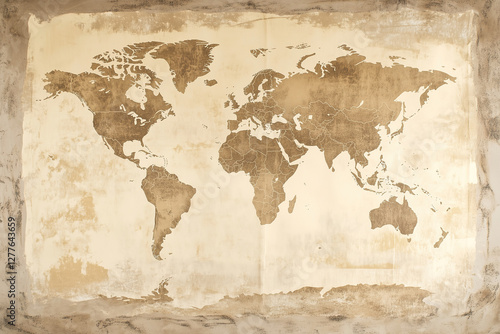 world map on an old paper