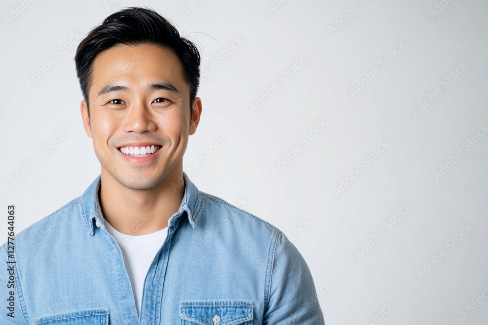 Smiling Asian man portrait, studio shot, neutral background. Possible use stock photo Smiling Asian man portrait, studio shot, neutral background. Possible use stock photo