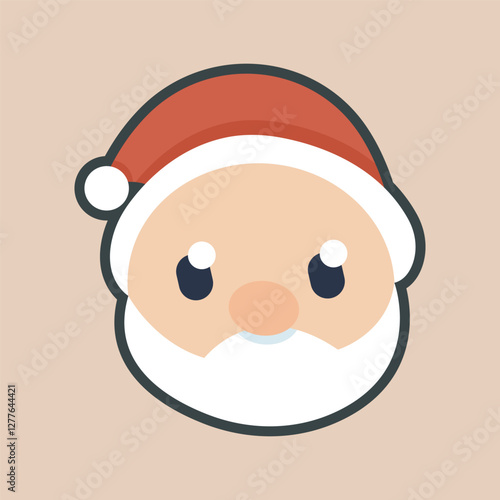 santa head with outline flat vector design.
