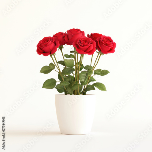 Wallpaper Mural Red roses in simple white pot create stunning focal point, perfect for home decor or special occasions. Their vibrant color and elegant presentation evoke feelings of love and beauty Torontodigital.ca