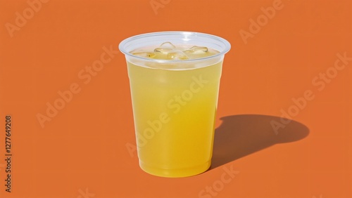 Wallpaper Mural Refreshing Iced Yellow Tea in a Plastic Cup on Orange Background Torontodigital.ca
