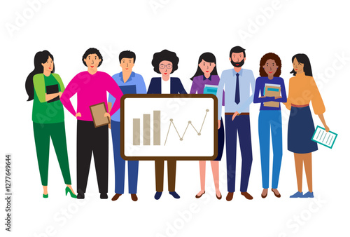 diverse team collaborate project tablet background clipart illustration presentation collaboration workplace
