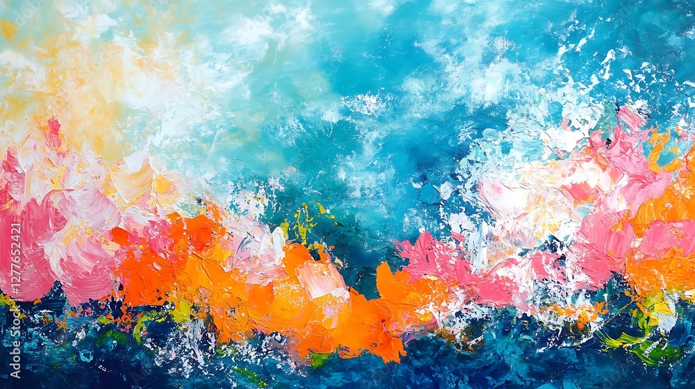 Fototapeta premium Abstract Colorful Impasto Painting Vivid Hues