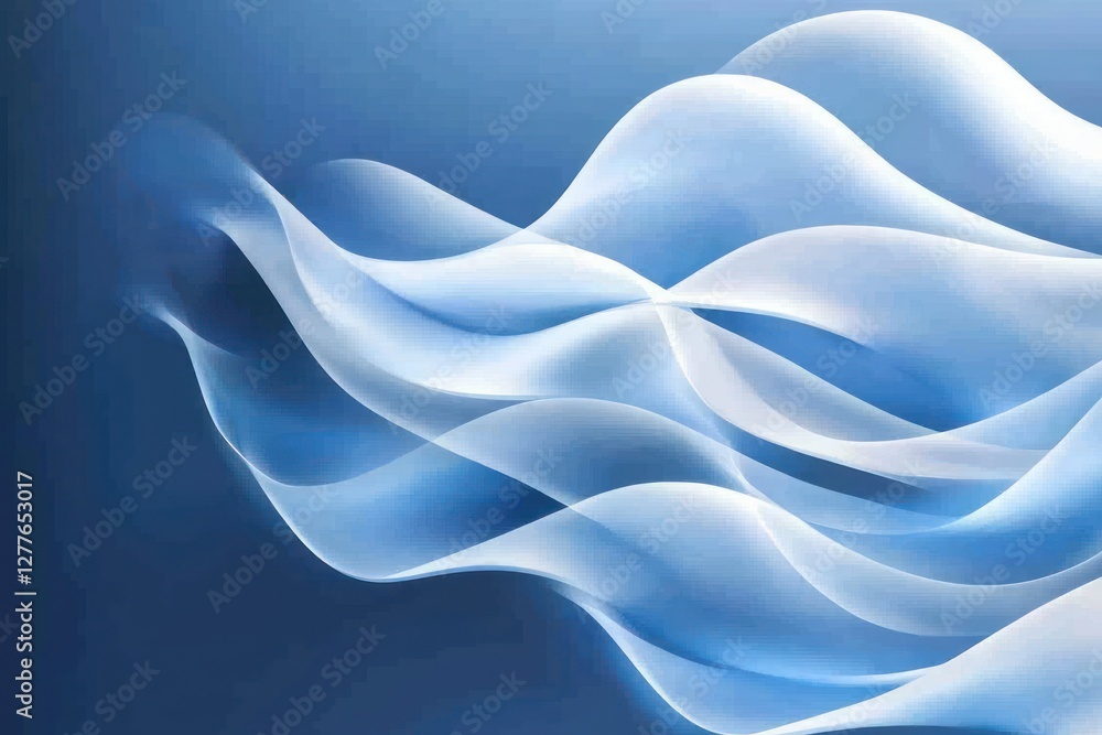 Obraz premium Abstract blue flowing background with dynamic wave design and smooth gradient light effect for modern digital art