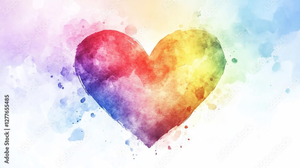 A vibrant watercolor heart with a blend of rainbow colors, digital art abstract style A vibrant watercolor heart with a blend of rainbow colors, digital art abstract style