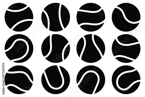 Tennis ball isolated on white background, Yellow Tennis ball sports equipment. tennis ball collection Isolated on white background. Design eps 10