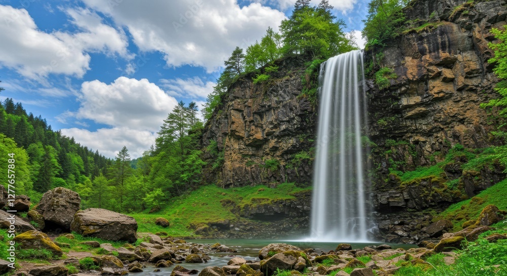 Obraz premium Beautiful waterfall scenery photo