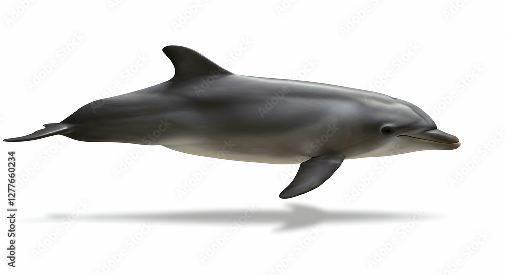 Obraz premium Isolated Bottlenose Dolphin Swimming on White Background for Marine Concepts