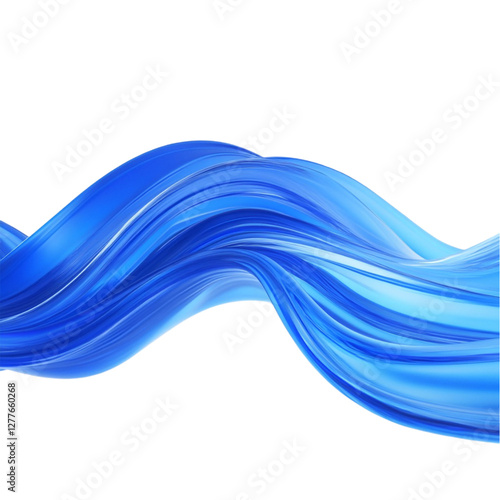 Abstract Blue Waves Flowing Serene Digital Art Peaceful Movement