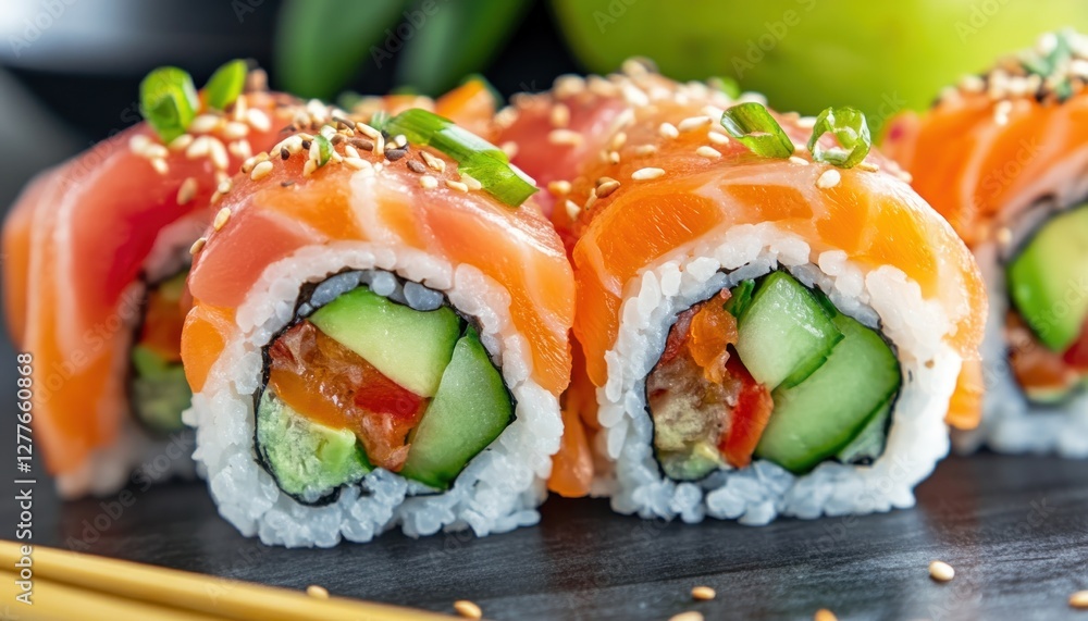 Discover vibrant Vegan sushi rolls with fresh avocado, crisp cucumber, and crunchy sesame seeds, a clean and plant-based eating delight Experience the art of healthy cuisine with these delicious Discover vibrant Vegan sushi rolls with fresh avocado, crisp cucumber, and crunchy sesame seeds, a clean and plant-based eating delight Experience the art of healthy cuisine with these delicious