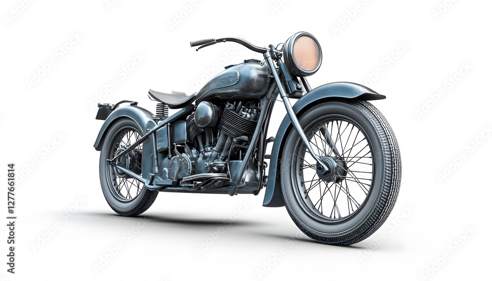 Fototapeta premium Classic motorcycle displayed against a clean white backdrop