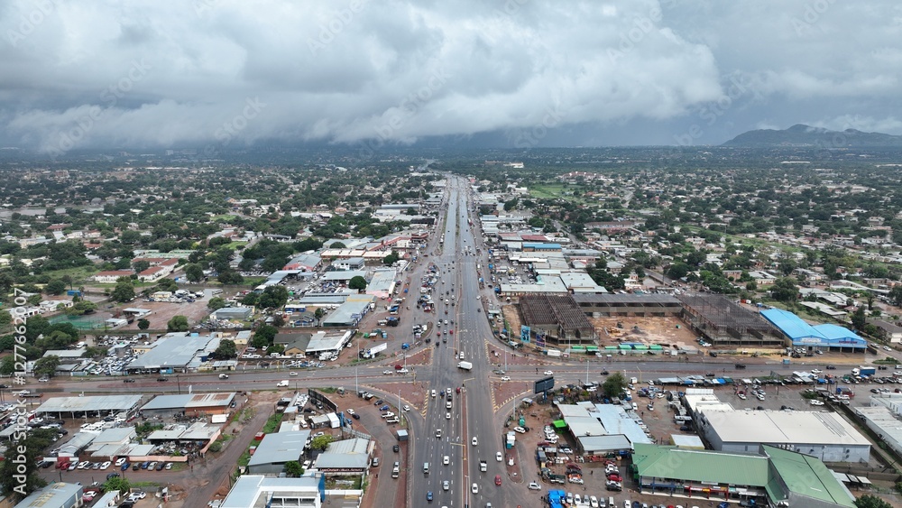 Obraz premium Mogoditshane CBD aerial view in Botswana, Africa