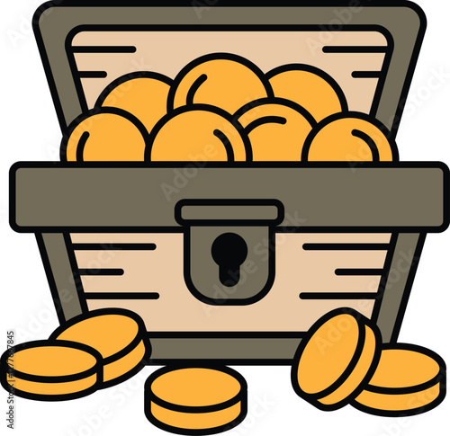A treasure chest full of gold coins