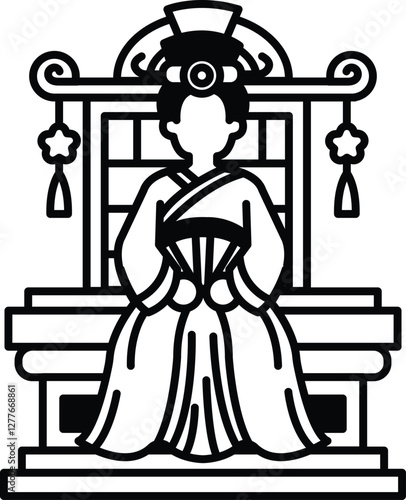 woman in a dress sits on a throne