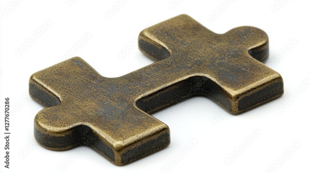 Fototapeta premium A single puzzle piece isolated on white, crisp edges and subtle shadows.