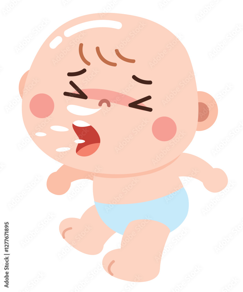 Cute cartoon illustration of a sick baby Cute cartoon illustration of a sick baby