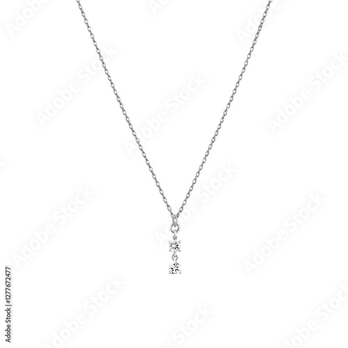 Gold heart-shaped necklace with diamond pendant on a white background photo