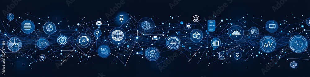 Naklejka premium Abstract Network Illustrating Global Interconnected Data Systems