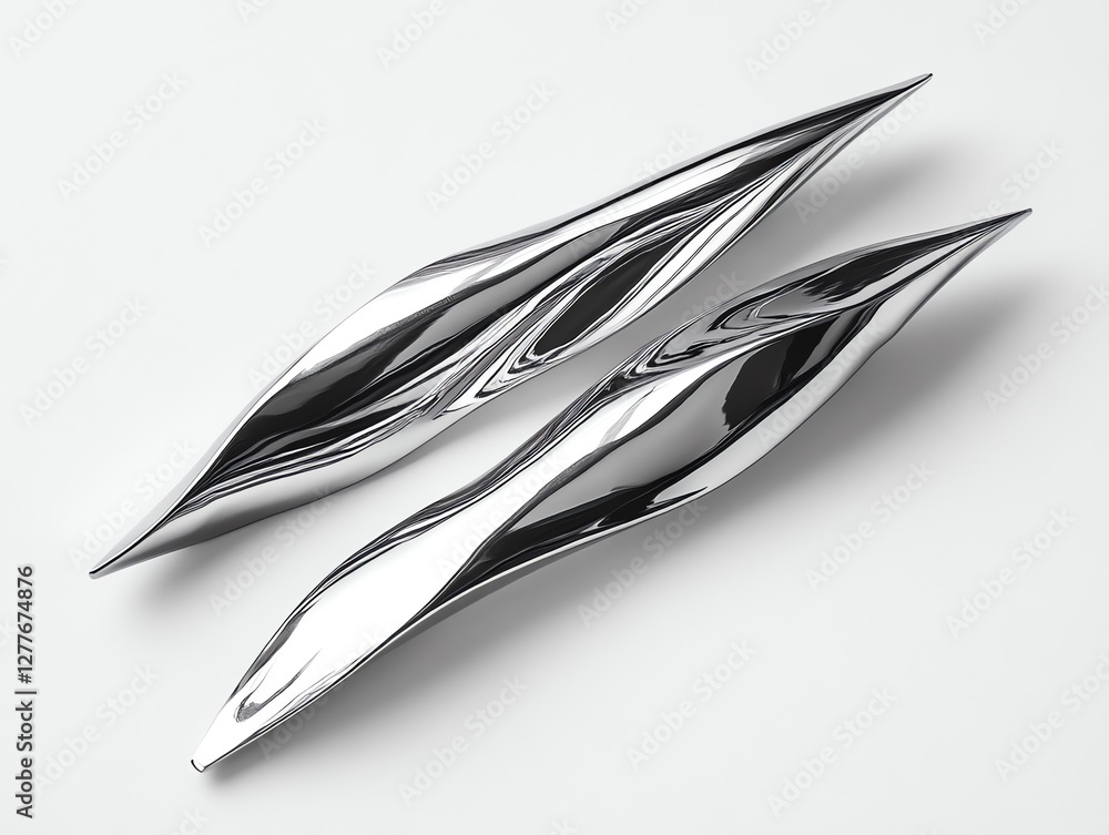 Modern Chrome Sculptures Elegant Twisted Metal Art Modern Chrome Sculptures Elegant Twisted Metal Art