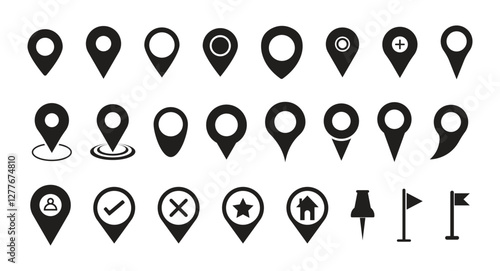 Location icon set, Map pin sing symbol.
