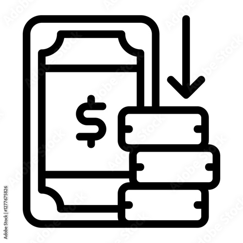 Currency Devaluation Line Icon