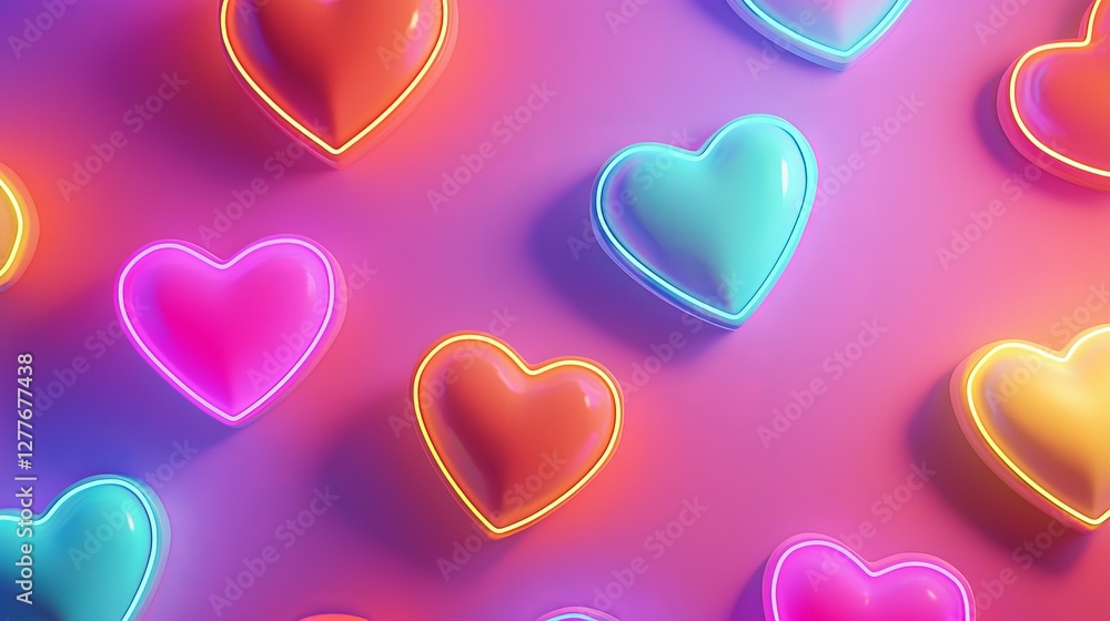 Promotional poster for Glow in Love campaign featuring glowing neon heart graphics, soft pink and purple light trails, and bold romantic typography Promotional poster for Glow in Love campaign featuring glowing neon heart graphics, soft pink and purple light trails, and bold romantic typography