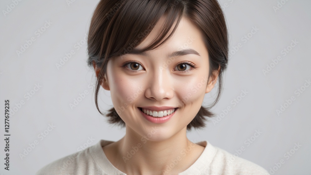 Portrait of a smiling young woman with short hair Portrait of a smiling young woman with short hair