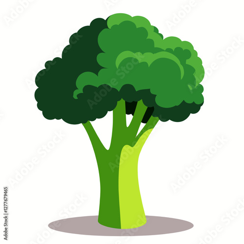 Cartoon illustration of fresh green broccoli vegetable