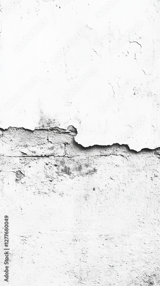 Fototapeta premium Whitewashed Brick Wall Texture Grunge Cracked Damaged Abstract Background