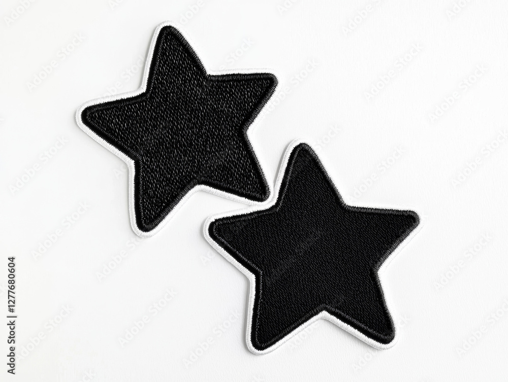 Obraz premium Minimalist Black and White Star Embroidered Patches mockup, 