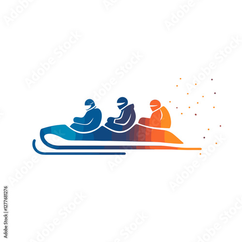 Abstract bobsled team icon in gradient colors