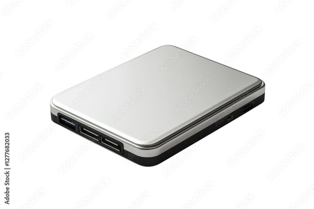 Compact Portable Hard Drive with High-Speed Transfer: Isolated on Transparent Background Compact Portable Hard Drive with High-Speed Transfer: Isolated on Transparent Background
