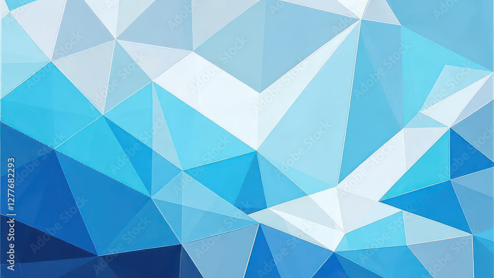 Fototapeta premium Background image with pastel blue triangle geometric pattern for design projects, presentations or banner use. Horizontal background for 16:9 ratio