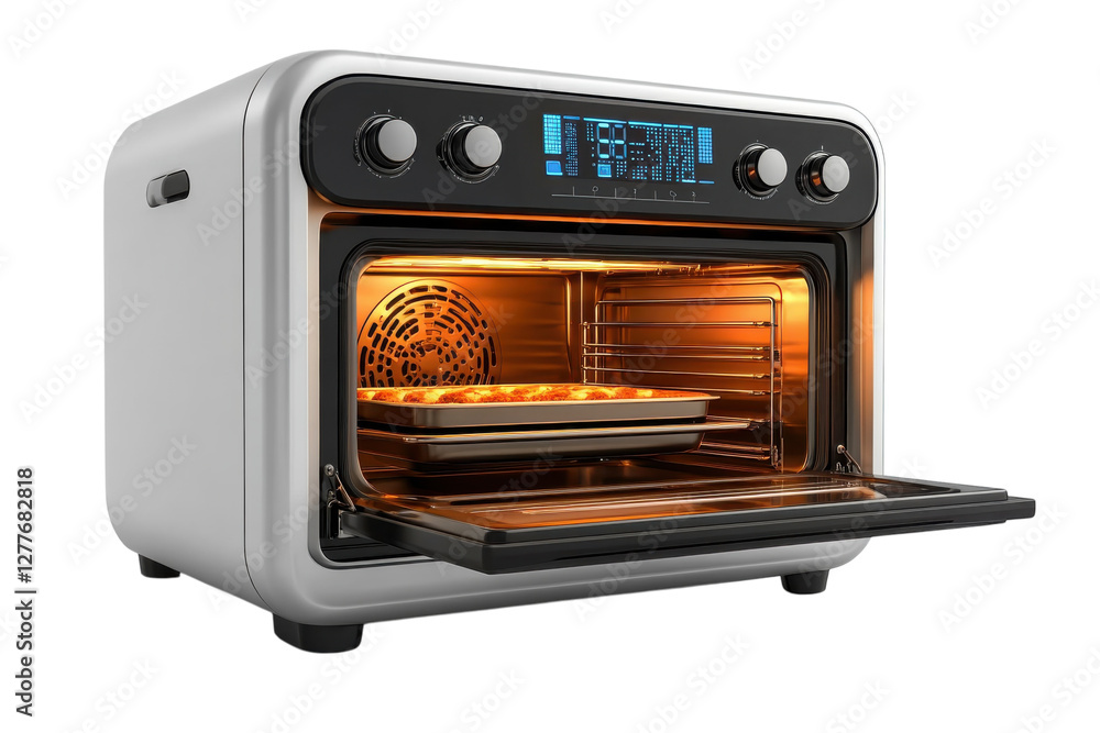 Compact Toaster Oven with Adjustable Temperature Settings: Isolated on Transparent Background Compact Toaster Oven with Adjustable Temperature Settings: Isolated on Transparent Background