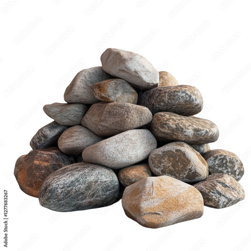 A pile of smooth gray and brown stones natural texture A pile of smooth gray and brown stones natural texture
