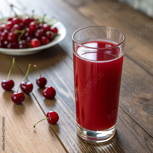 Wallpaper Mural Refreshing Cherry Juice in a Glass with Fresh Cherries Torontodigital.ca