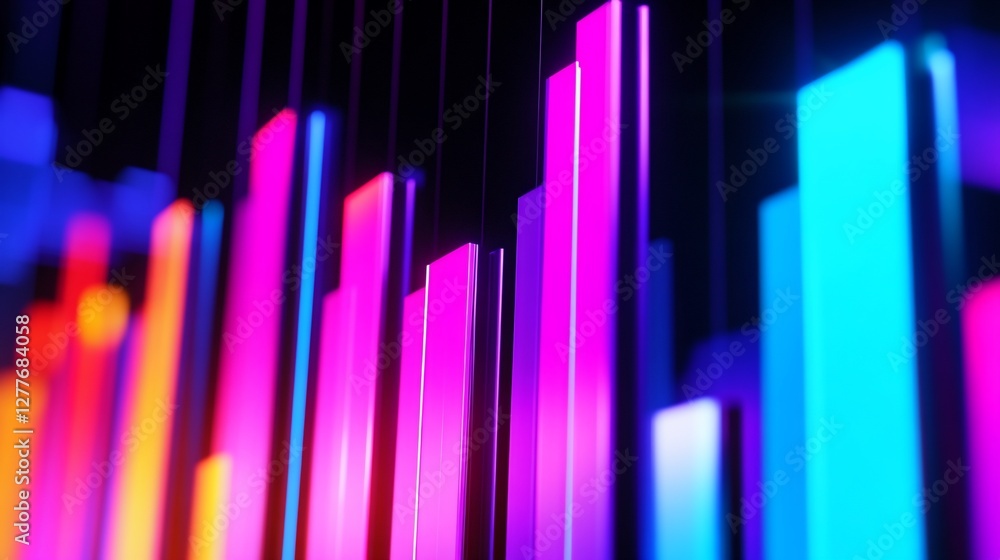Neon Lights Abstract Cityscape: Vibrant, Glowing Bars in a Dark Setting Neon Lights Abstract Cityscape: Vibrant, Glowing Bars in a Dark Setting