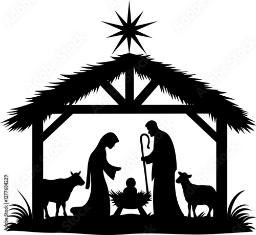 Feliz natal silhouette illustration by hand drawn 