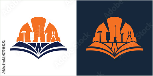 construction helmet repair education logo abstract vector
