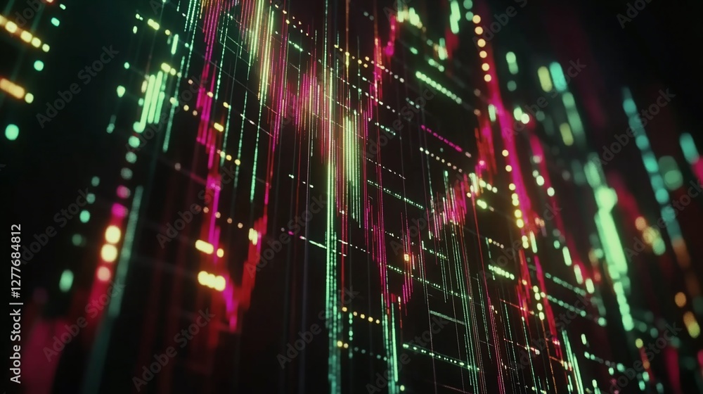 Obraz premium Neon Data Streams: A Visual Symphony of Digital Information