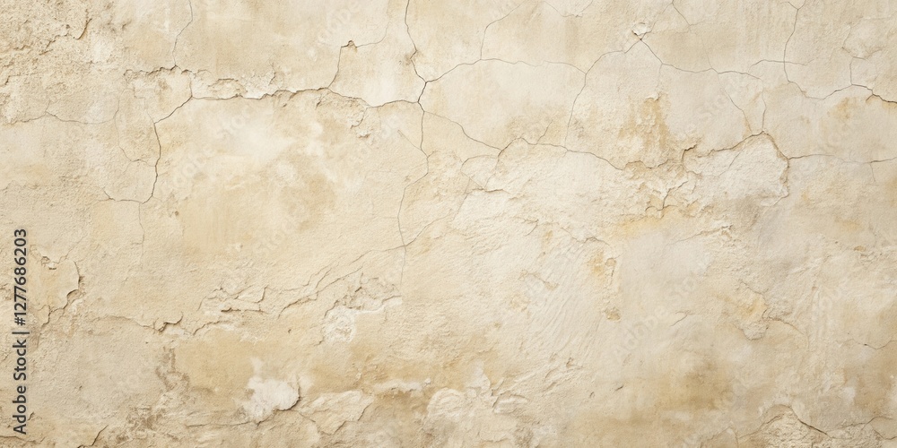 Obraz premium A Detailed Texture of a Weathered, Cream-Colored Wall with Extensive Cracking and Surface Degradation
