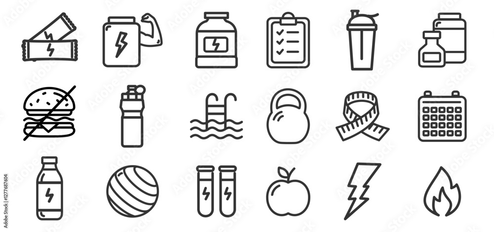 Fototapeta premium Gym Sign Black Thin Line Icon Set. Vector