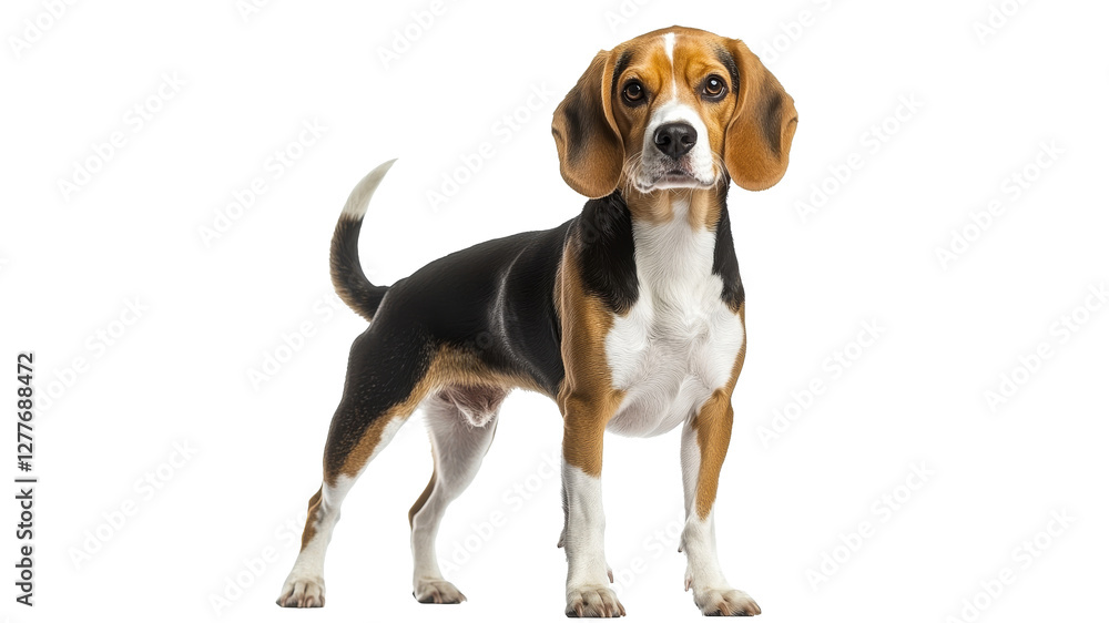 Beagle standing confidently on a white background Beagle standing confidently on a white background