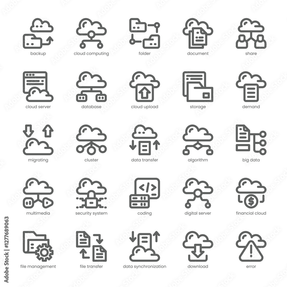 Cloud Storage Icon pack for your website, mobile, presentation, and logo design. Cloud Storage Icon outline design. Vector graphics illustration and editable stroke. Cloud Storage Icon pack for your website, mobile, presentation, and logo design. Cloud Storage Icon outline design. Vector graphics illustration and editable stroke.