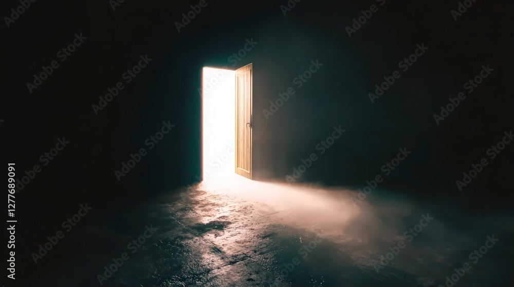 Open Door to Light Hope Mystery New Beginning 3D Render Open Door to Light Hope Mystery New Beginning 3D Render