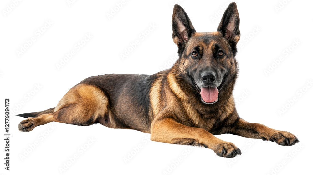 Loyal Companion: A Belgian Malinois dog, with its attentive gaze and proud posture, rests calmly. Loyal Companion: A Belgian Malinois dog, with its attentive gaze and proud posture, rests calmly.