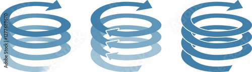 Set of arrows rising in a spiral, twisting, helix
