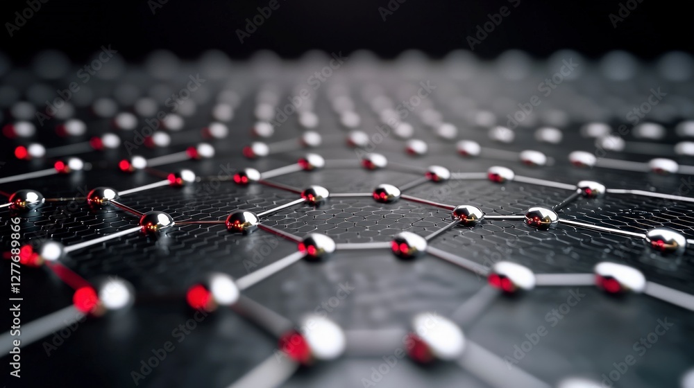 Obraz premium Abstract 3D Hexagonal Network Technology Science Connection Data Mesh Grid Structur