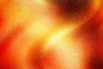 Golden orange glitter texture abstract banner background with space. Twinkling glow stars effect. Like outer space, night sky, universe. Rusty, rough surface, grain.
